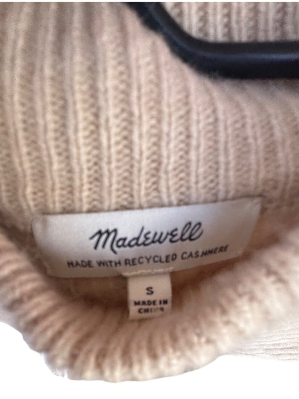 Madewell Womens Small Beige Recycled Cashmere Wool Ribbed Mockneck Sweater - Picture 2 of 7